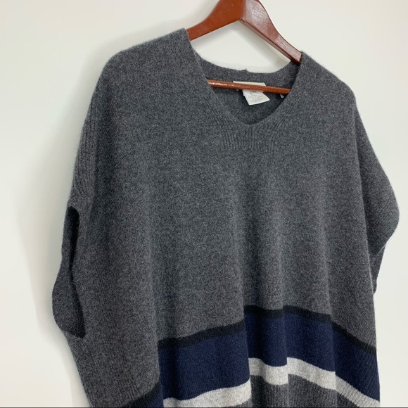Oversized White & Warren 100% Cashmere Sweater Gray Navy Blue Multi Size XS/S - Picture 2 of 16